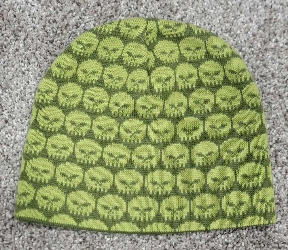 Boys Kids ABG Accessories Beanie Green Skeleton Skulls Winter Hat